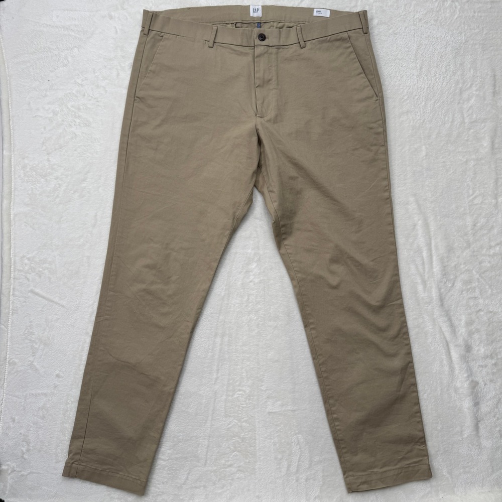 Gap Chino Pants Mens Tan Athletic Fit Khaki Stretch Cotton Trousers